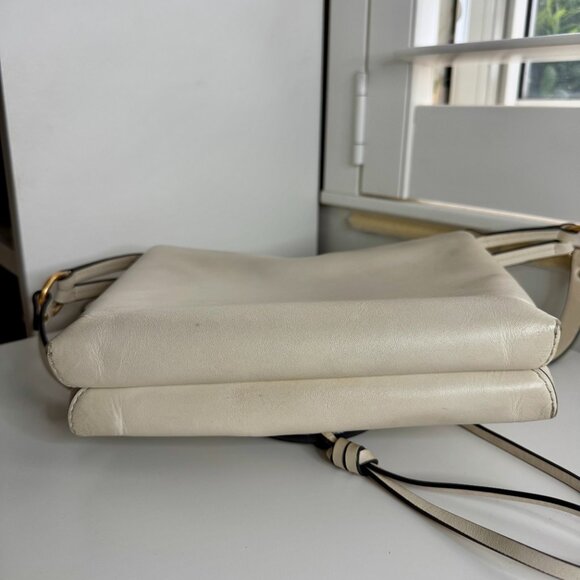 Tory Burch Crossbody Miller Bag Soft White Leather Logo Flap Crossbody Bag - Picture 3 of 5